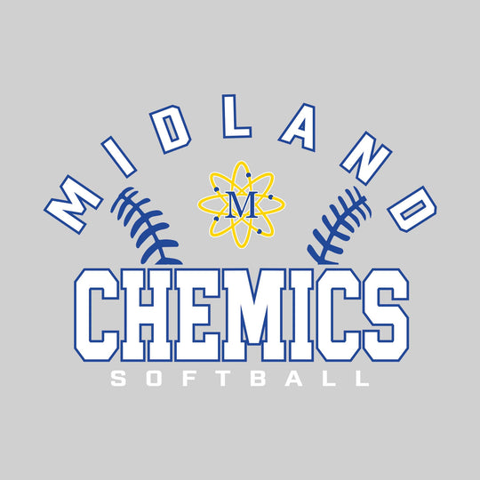Midland Chemics - Softball - Arched School Name with Softball Stitches &amp; Mascot