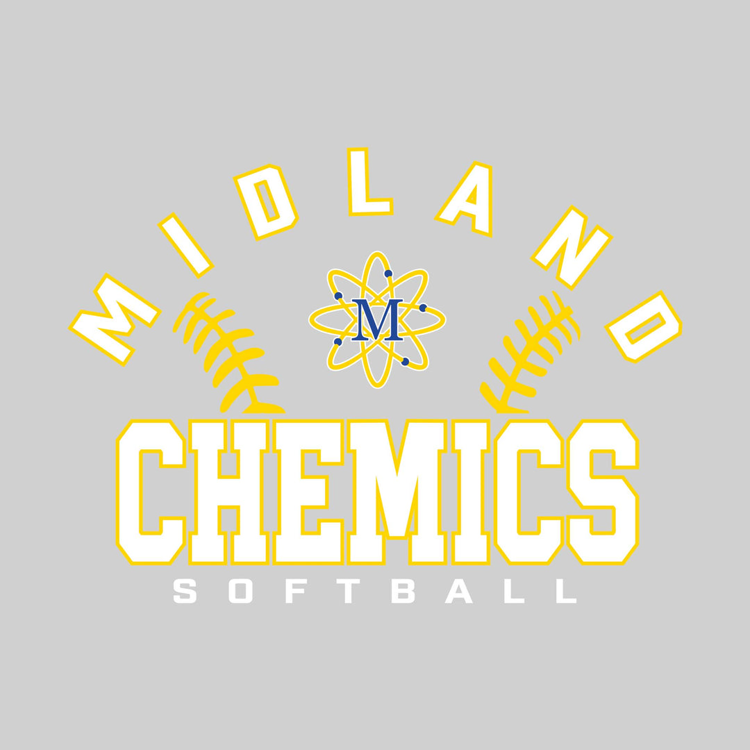 Midland Chemics - Softball - Arched School Name with Softball Stitches &amp; Mascot