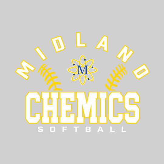 Midland Chemics - Softball - Arched School Name with Softball Stitches &amp; Mascot