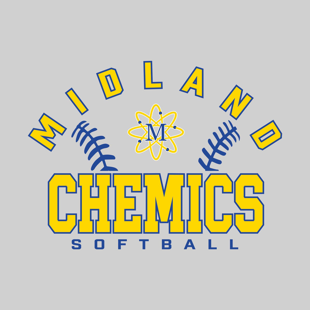 Midland Chemics - Softball - Arched School Name with Softball Stitches &amp; Mascot