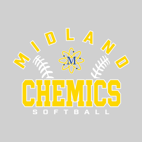 Midland Chemics - Softball - Arched School Name with Softball Stitches &amp; Mascot
