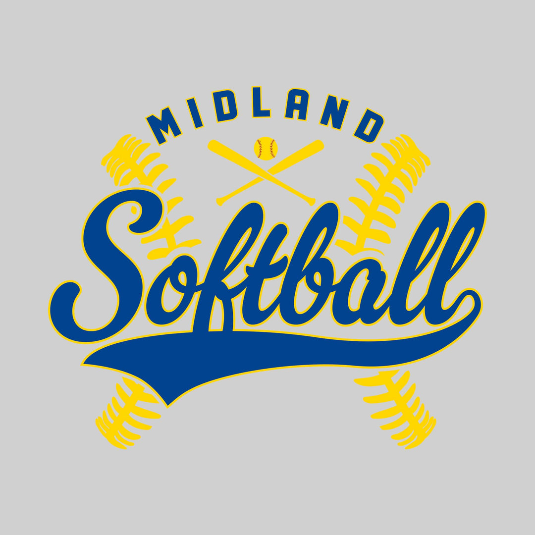 Midland Chemics - Softball - Cursive Softball with Stitches &amp; Crossed Bats