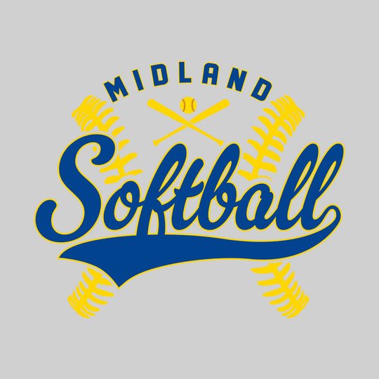 Midland Chemics - Softball - Cursive Softball with Stitches &amp; Crossed Bats