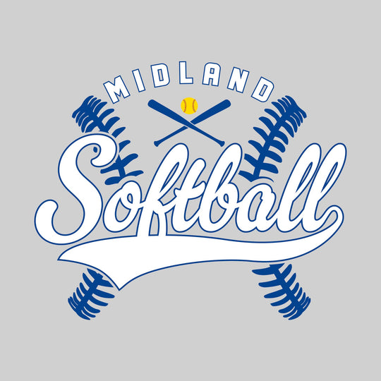 Midland Chemics - Softball - Cursive Softball with Stitches &amp; Crossed Bats