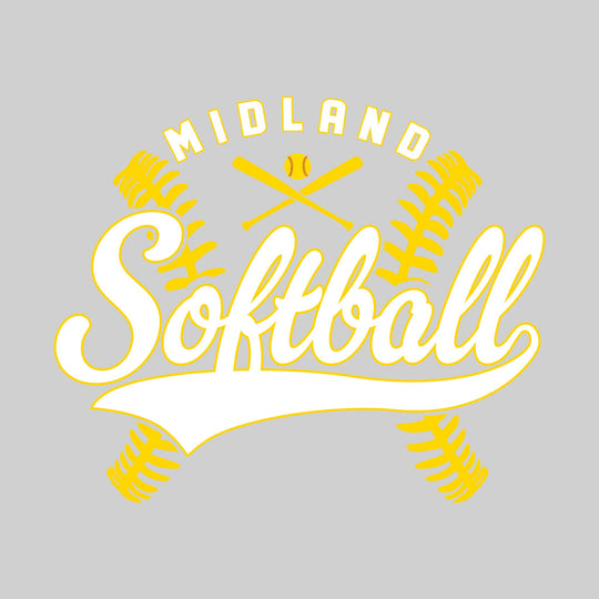 Midland Chemics - Softball - Cursive Softball with Stitches &amp; Crossed Bats
