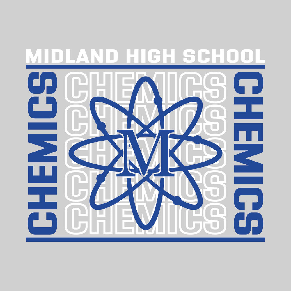 Midland Chemics - Spirit Wear - Bracketed Repeating Outlined Chemics with Mascot