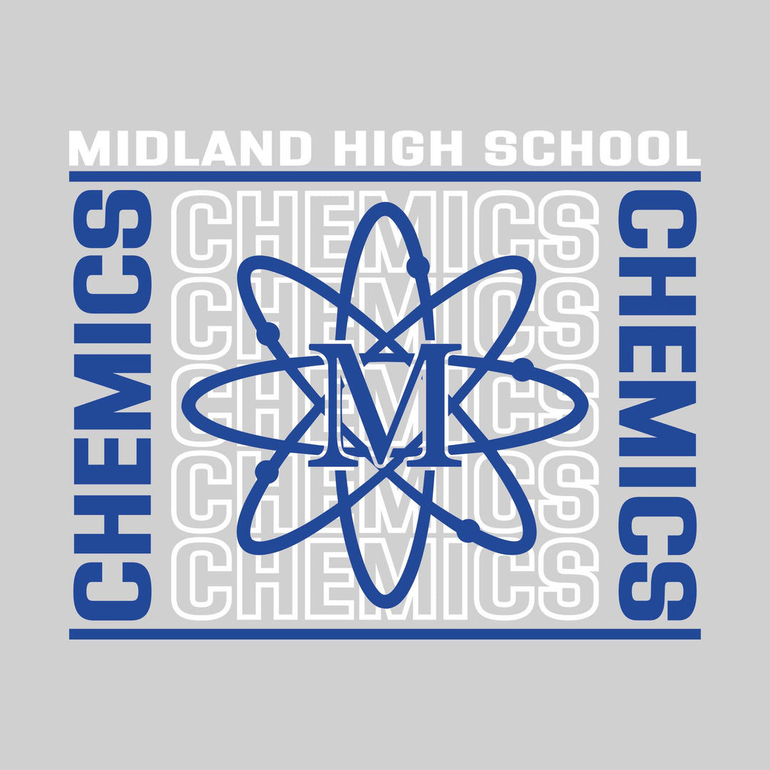Midland Chemics - Spirit Wear - Bracketed Repeating Outlined Chemics with Mascot