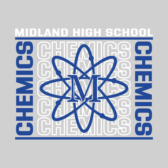 Midland Chemics - Spirit Wear - Bracketed Repeating Outlined Chemics with Mascot