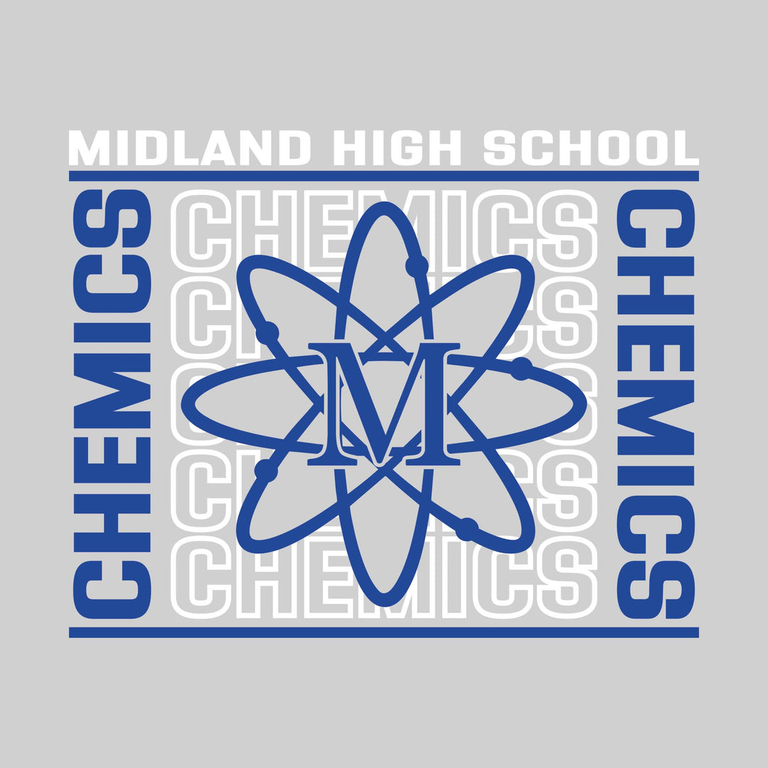 Midland Chemics - Spirit Wear - Bracketed Repeating Outlined Chemics with Mascot