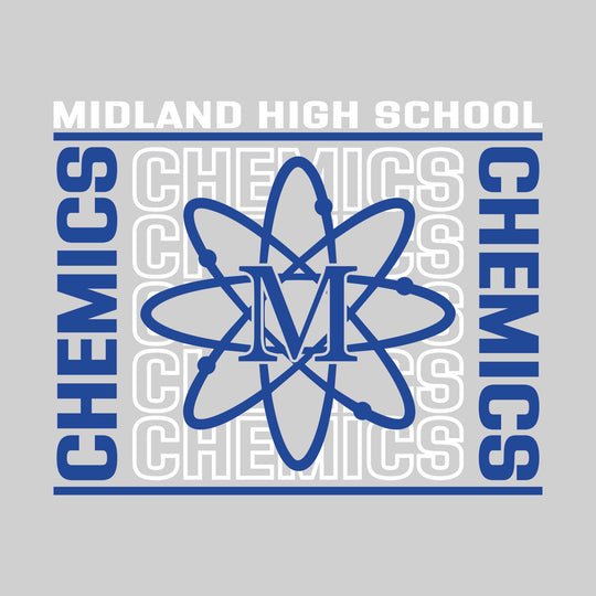 Midland Chemics - Spirit Wear - Bracketed Repeating Outlined Chemics with Mascot