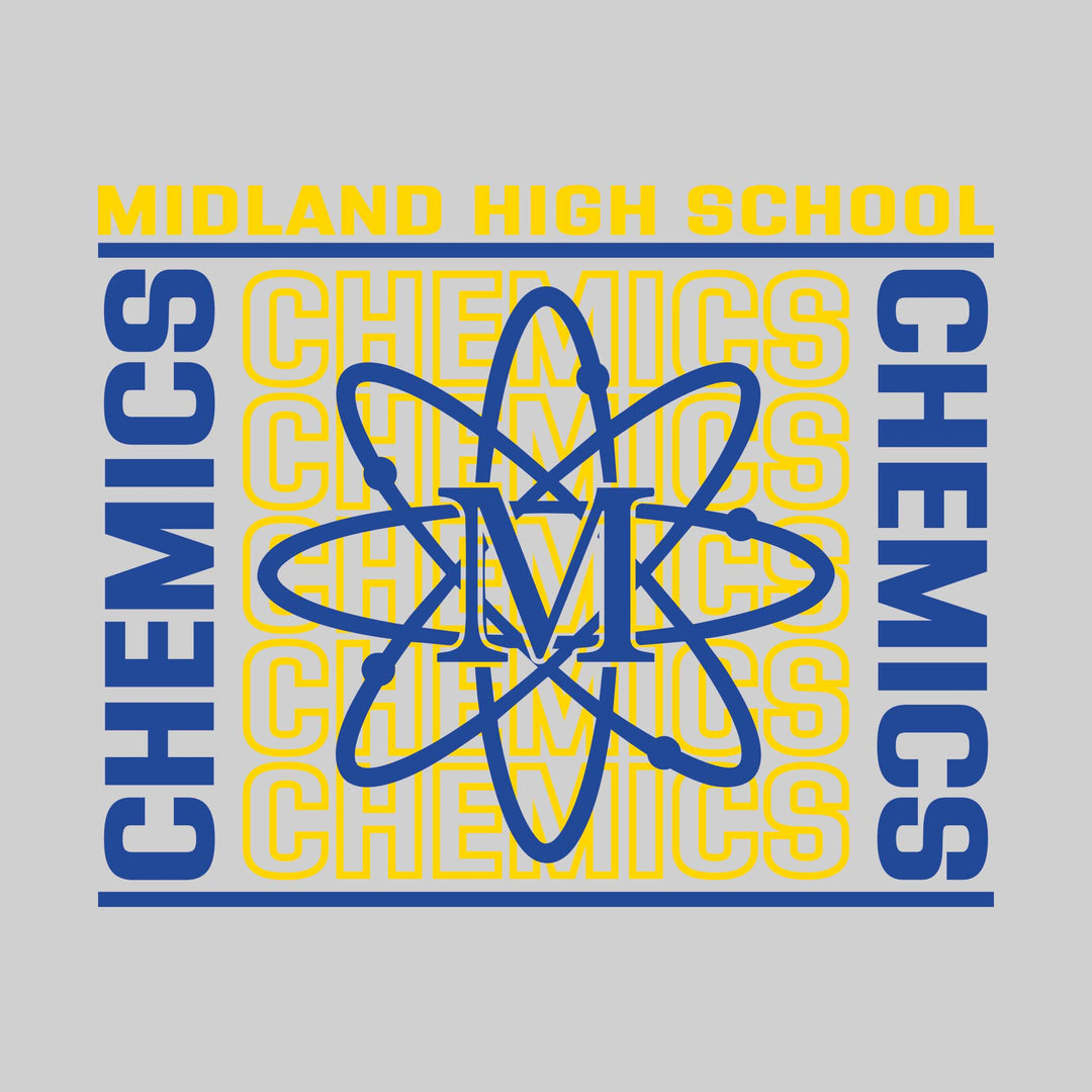 Midland Chemics - Spirit Wear - Bracketed Repeating Outlined Chemics with Mascot