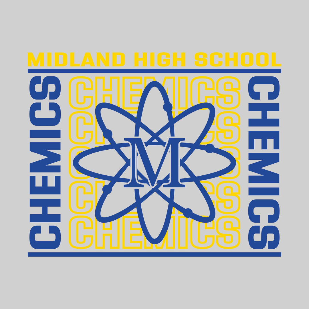 Midland Chemics - Spirit Wear - Bracketed Repeating Outlined Chemics with Mascot