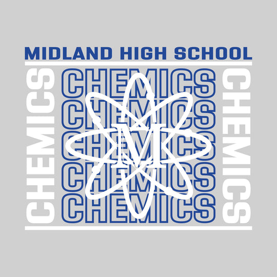 Midland Chemics - Spirit Wear - Bracketed Repeating Outlined Chemics with Mascot