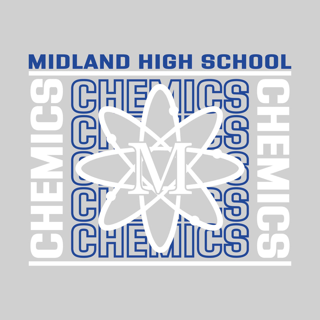 Midland Chemics - Spirit Wear - Bracketed Repeating Outlined Chemics with Mascot