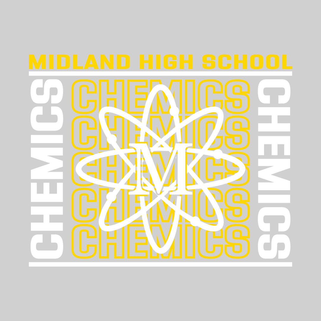Midland Chemics - Spirit Wear - Bracketed Repeating Outlined Chemics with Mascot