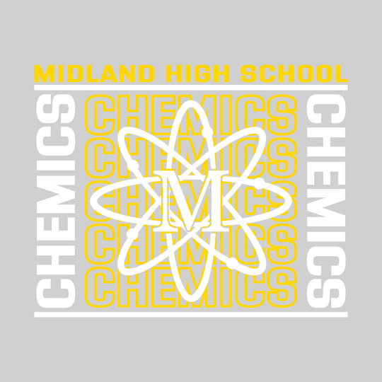 Midland Chemics - Spirit Wear - Bracketed Repeating Outlined Chemics with Mascot