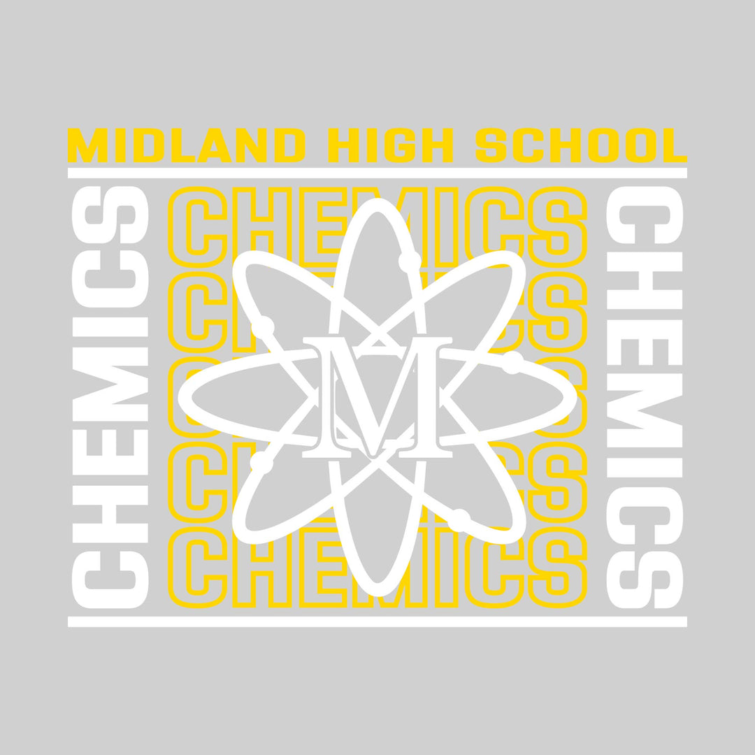 Midland Chemics - Spirit Wear - Bracketed Repeating Outlined Chemics with Mascot