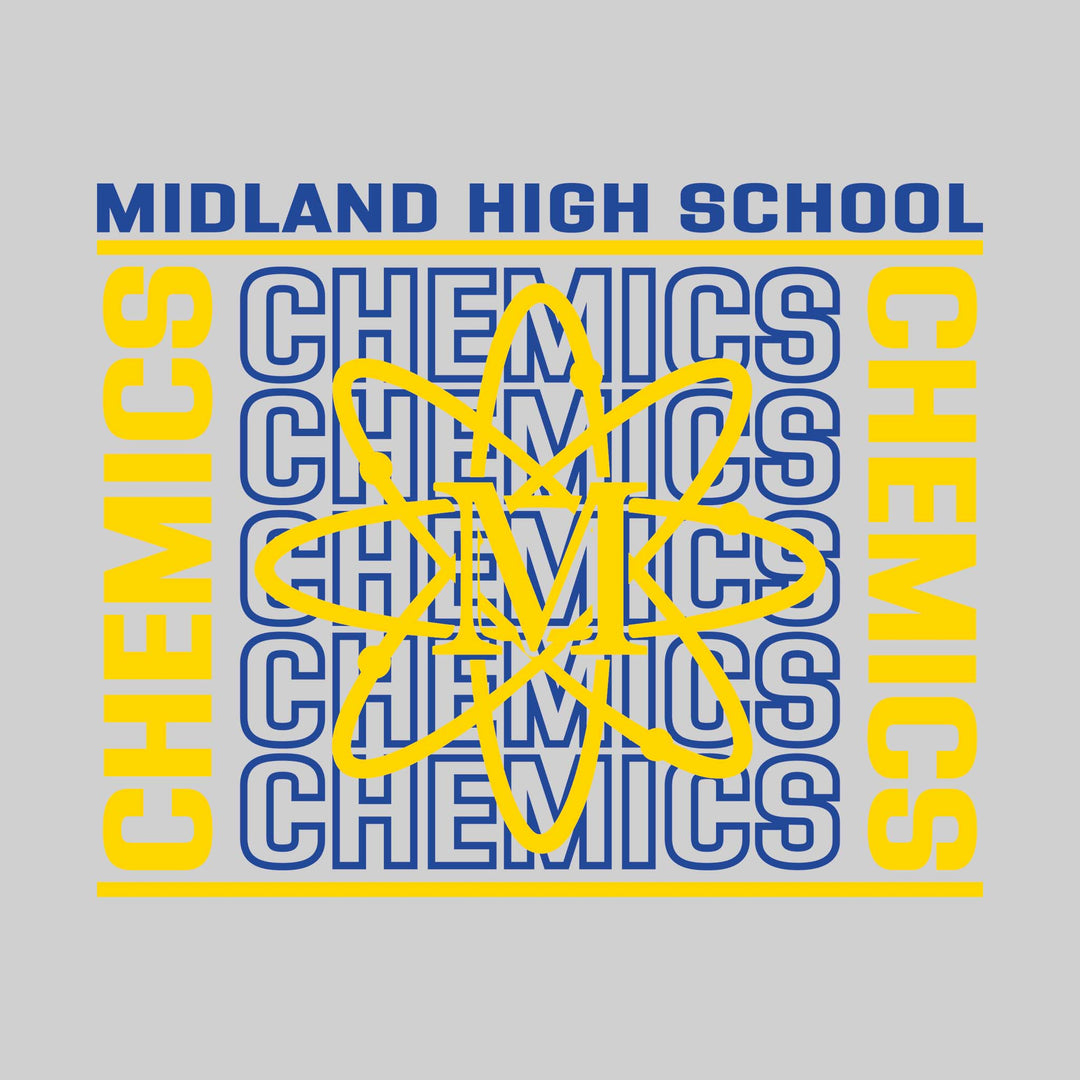 Midland Chemics - Spirit Wear - Bracketed Repeating Outlined Chemics with Mascot