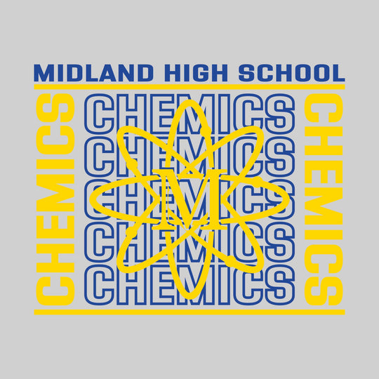 Midland Chemics - Spirit Wear - Bracketed Repeating Outlined Chemics with Mascot