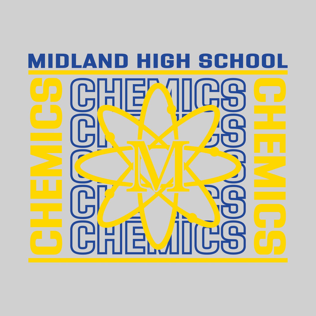 Midland Chemics - Spirit Wear - Bracketed Repeating Outlined Chemics with Mascot