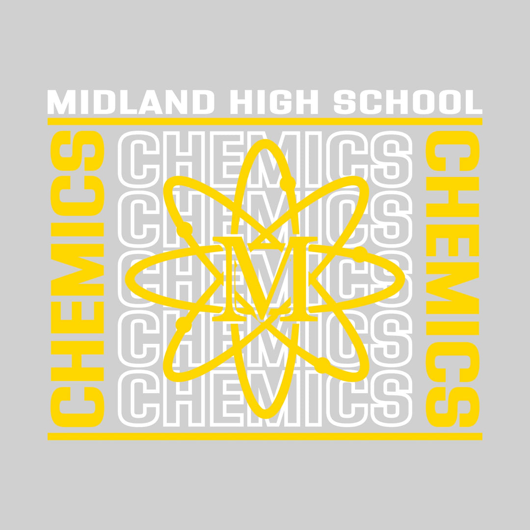 Midland Chemics - Spirit Wear - Bracketed Repeating Outlined Chemics with Mascot