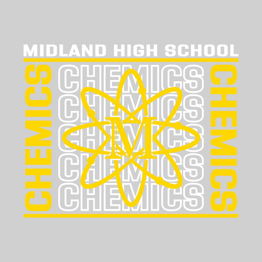 Midland Chemics - Spirit Wear - Bracketed Repeating Outlined Chemics with Mascot