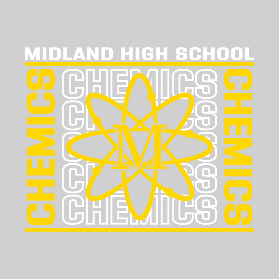 Midland Chemics - Spirit Wear - Bracketed Repeating Outlined Chemics with Mascot