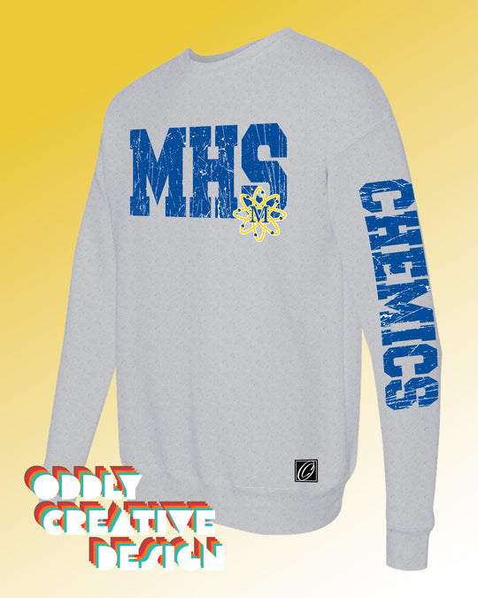 School Acronym with Mascot - Distressed - with Sleeve Print