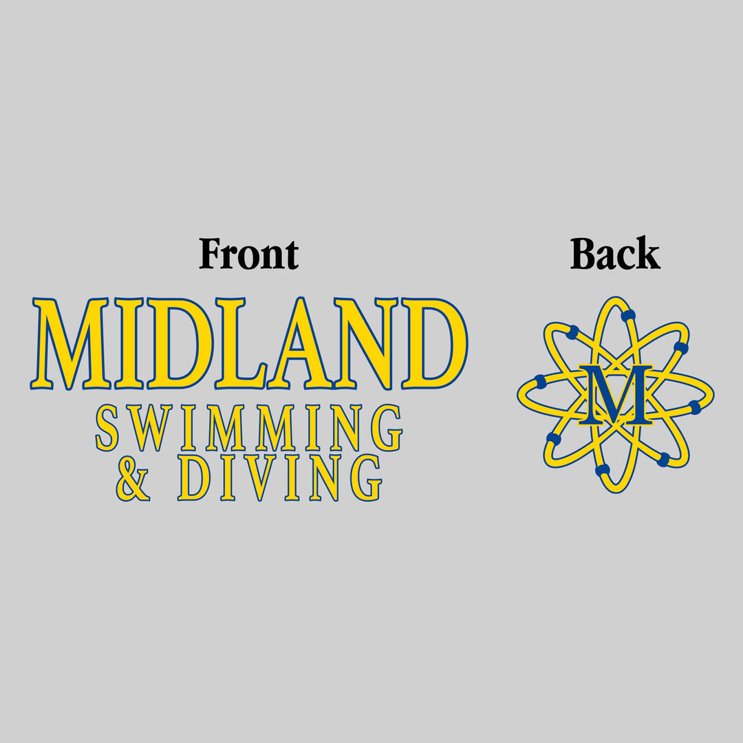 Midland Chemics - Swimming & Diving - Midland Swimming & Diving - Outlined Text Mascot on Back