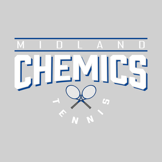 Midland Chemics - Tennis - Bracketed School Name Over Crossed Tennis Rackets