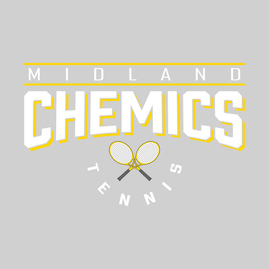 Midland Chemics - Tennis - Bracketed School Name Over Crossed Tennis Rackets