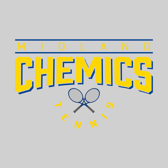 Midland Chemics - Tennis - Bracketed School Name Over Crossed Tennis Rackets