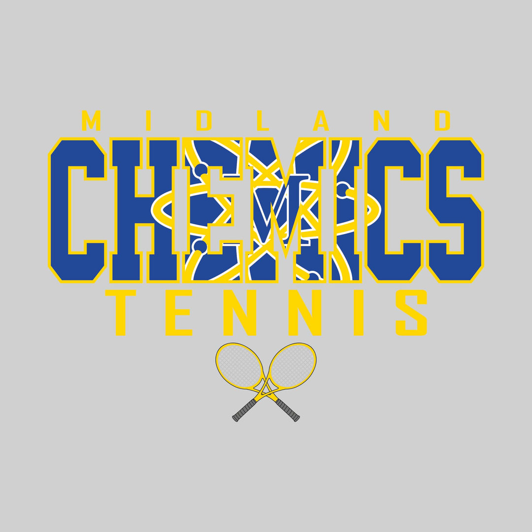 Midland Chemics - Tennis - Outlined Chemics with Mascot Inset and Crossed Rackets