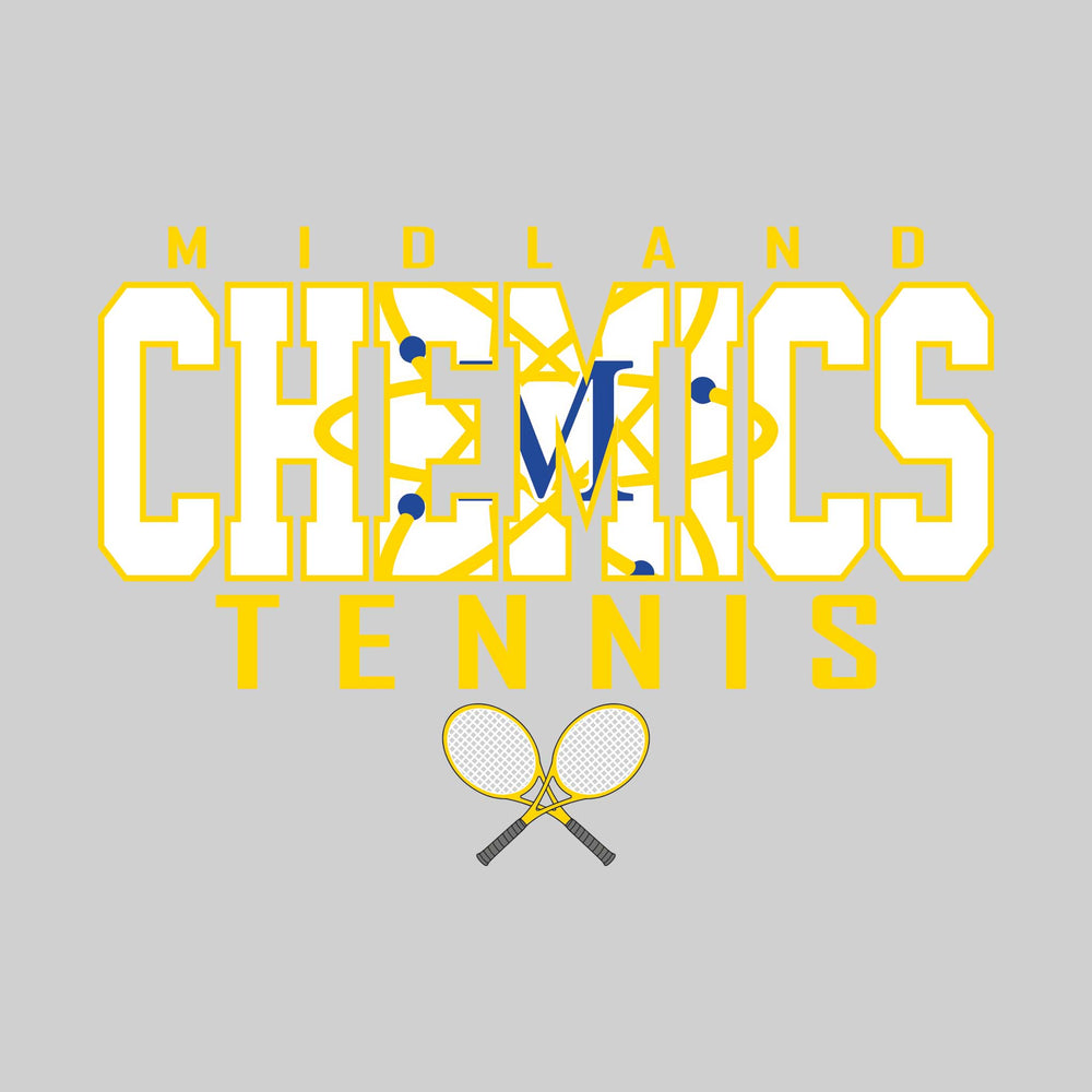 Midland Chemics - Tennis - Outlined Chemics with Mascot Inset and Crossed Rackets