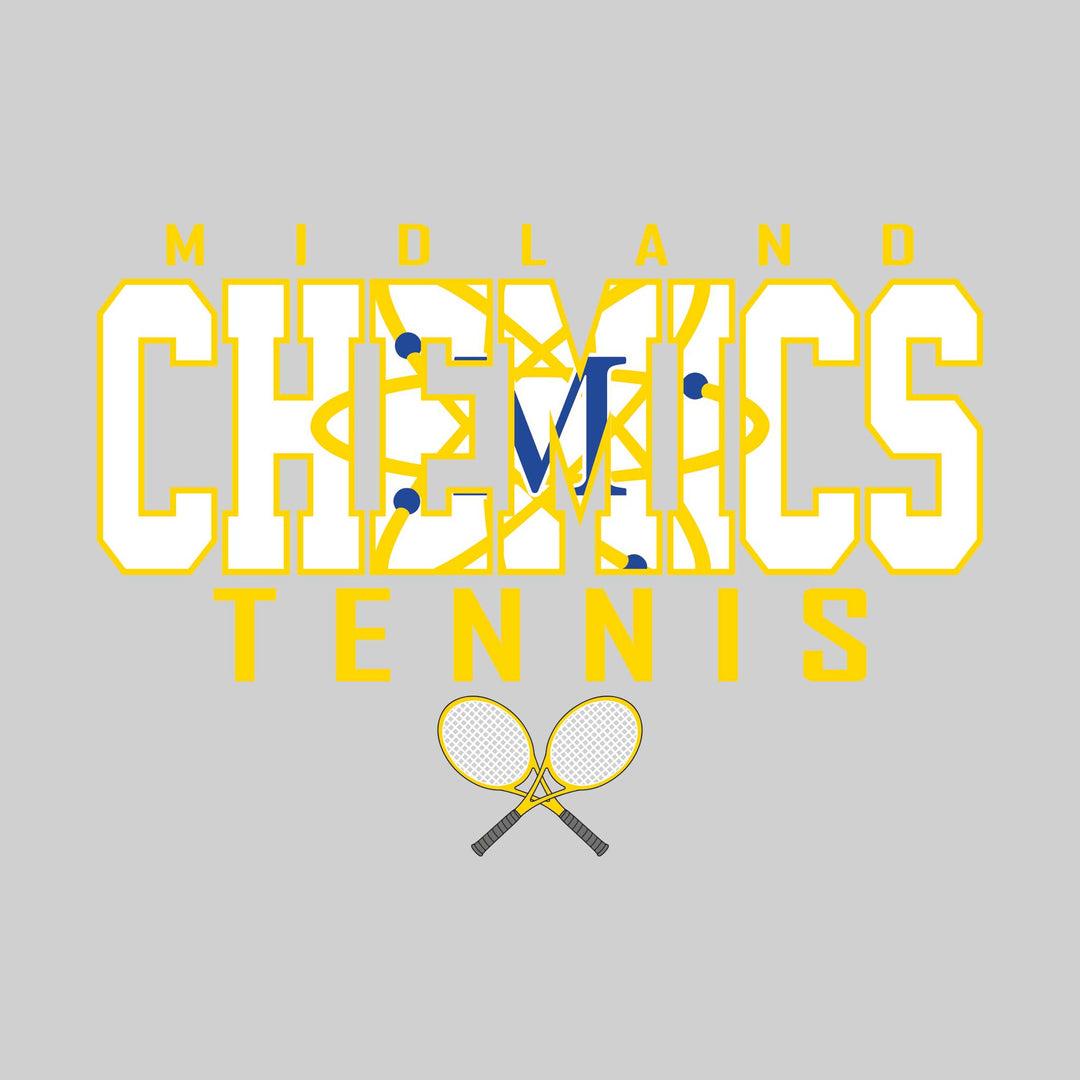 Midland Chemics - Tennis - Outlined Chemics with Mascot Inset and Crossed Rackets