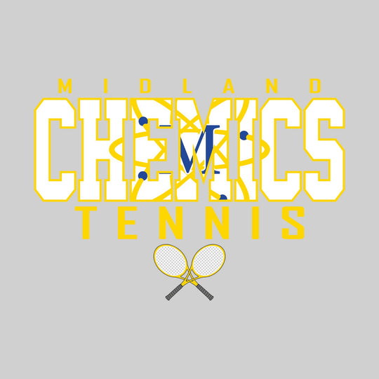 Midland Chemics - Tennis - Outlined Chemics with Mascot Inset and Crossed Rackets