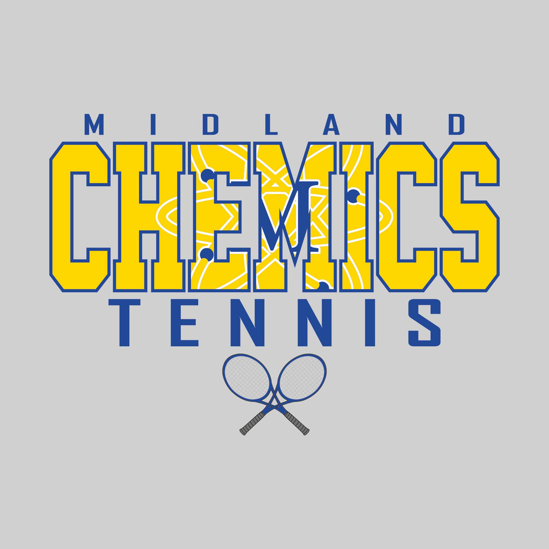 Midland Chemics - Tennis - Outlined Chemics with Mascot Inset and Crossed Rackets