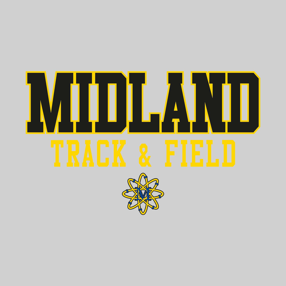 Midland Chemics - Track & Field - Outlined School Name Over Track & Field with Mascot