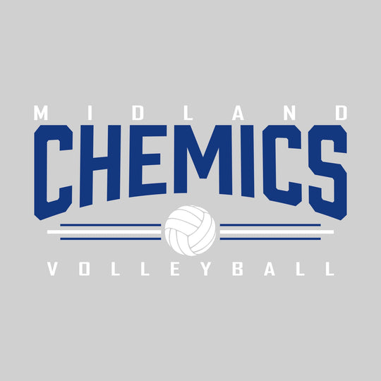 Midland Chemics - Volleyball - Arched Mascot Name with Volleyball and Color Lines