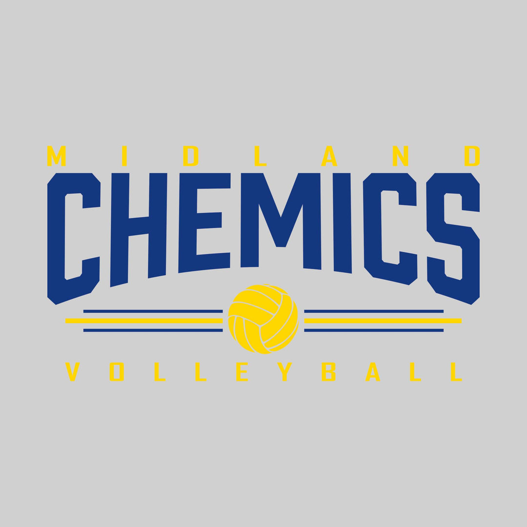 Midland Chemics - Volleyball - Arched Mascot Name with Volleyball and Color Lines