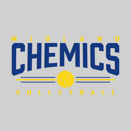 Midland Chemics - Volleyball - Arched Mascot Name with Volleyball and Color Lines