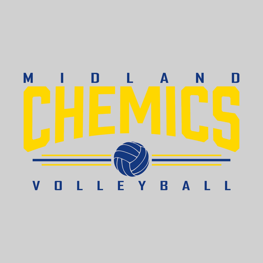 Midland Chemics - Volleyball - Arched Mascot Name with Volleyball and Color Lines