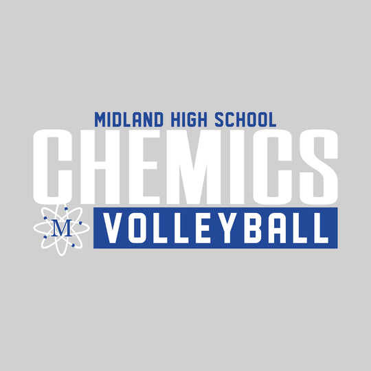 Midland Chemics - Volleyball - Large Mascot Name Over Volleyball with Mascot