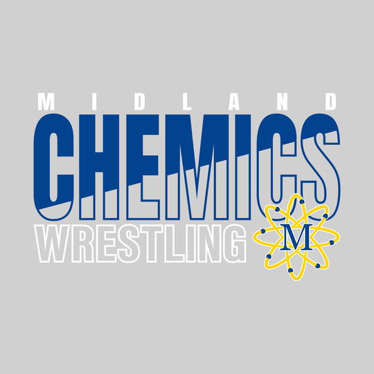 Midland Chemics - Wrestling - Diagonal Split Mascot Name with Mascot