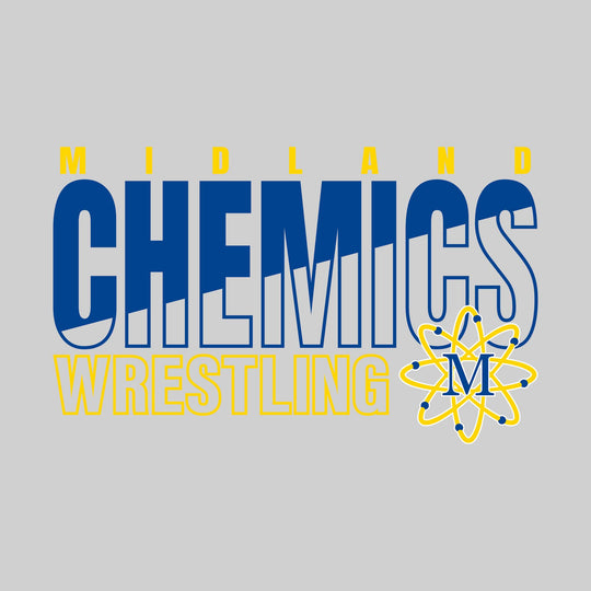 Midland Chemics - Wrestling - Diagonal Split Mascot Name with Mascot