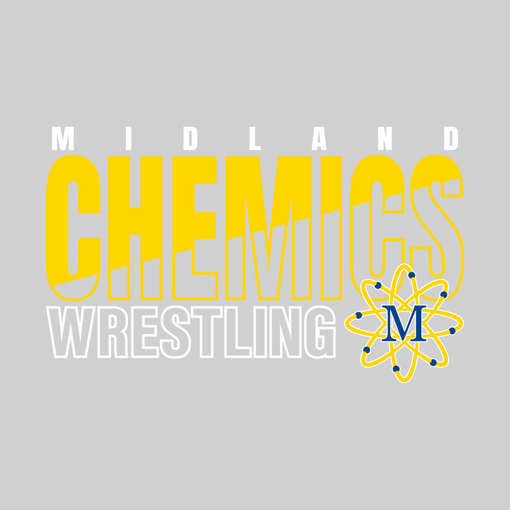 Midland Chemics - Wrestling - Diagonal Split Mascot Name with Mascot
