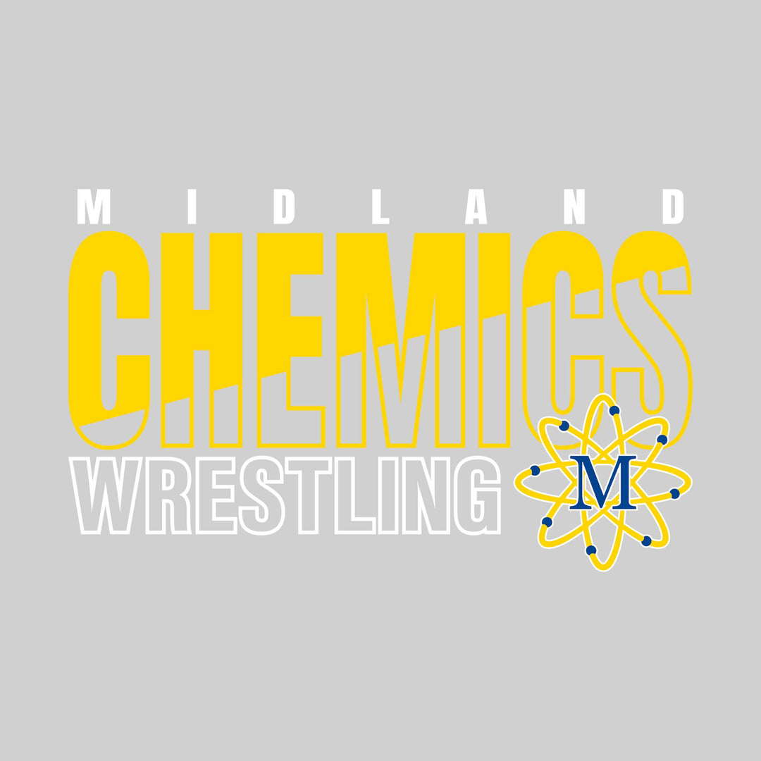 Midland Chemics - Wrestling - Diagonal Split Mascot Name with Mascot