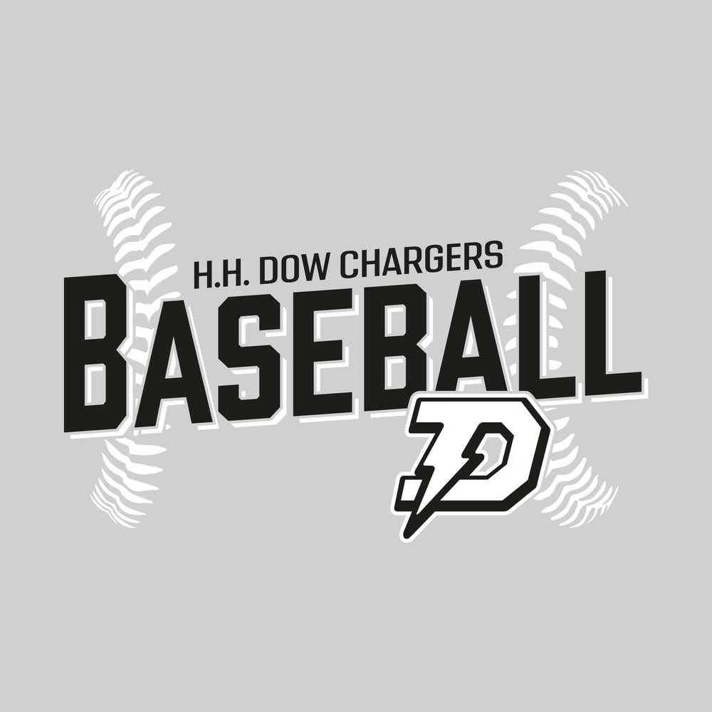 Midland Dow Chargers - Baseball - Angled Baseball with Baseball Stitches