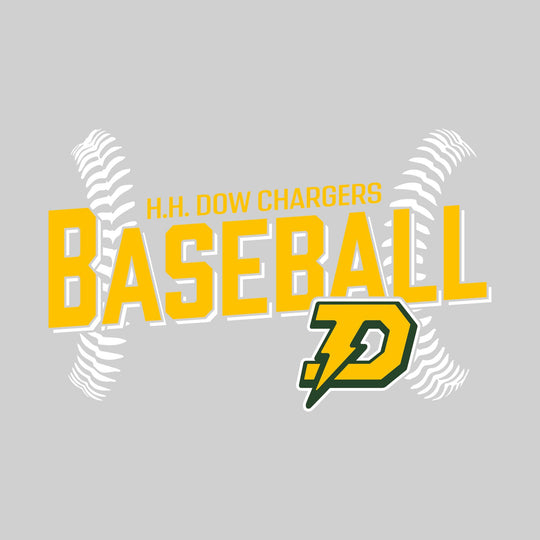 Midland Dow Chargers - Baseball - Angled Baseball with Baseball Stitches