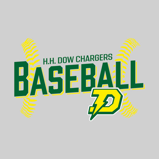 Midland Dow Chargers - Baseball - Angled Baseball with Baseball Stitches